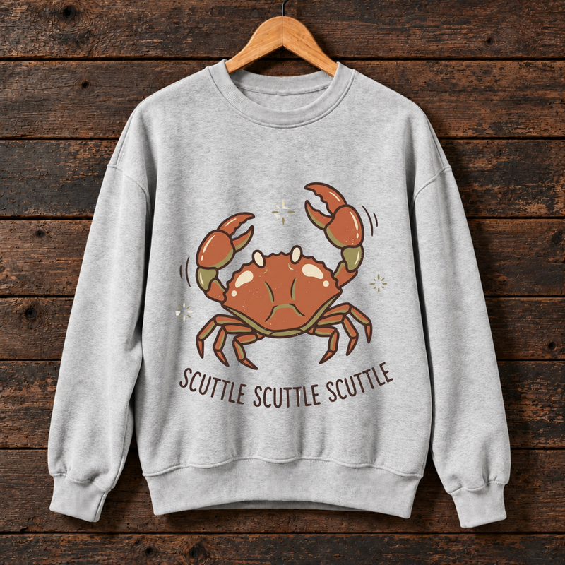 Scuttle Scuttle Scuttle Crab Shirt, Funny Crab Graphic Tee, Cute Coastal Seafood Lover Shirt, Beach Ocean Humor Gift