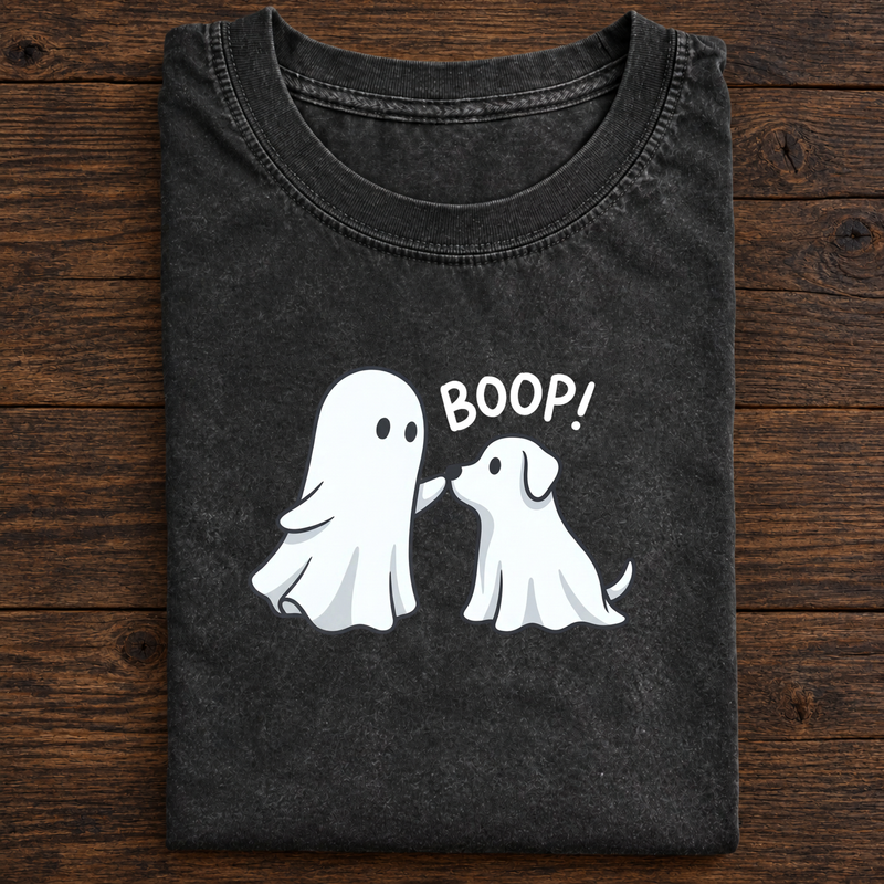 Boop Ghost Dog Halloween Sweatshirt, Cute Ghost Puppy Crewneck, Funny Spooky Season Graphic Sweater, Dog Lover Halloween Gift