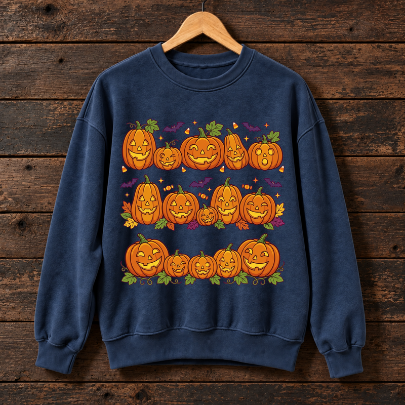 Happy Pumpkin Halloween Sweatshirt, Jack O’ Lantern Crewneck, Cute Spooky Season Pumpkin Graphic Sweater, Fall Halloween Gift