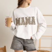 Mama Life Leopard Print Sweatshirt, Mom Life Crewneck Sweater, Trendy Mama Graphic Pullover, Cute Motherhood Gift for Mom