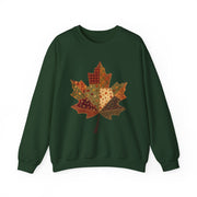 Patchwork Maple Leaf Fall Sweatshirt, Quilted Autumn Leaf Crewneck Sweater, Vintage Floral Plaid Thanksgiving Pullover, Cozy Fall Gift