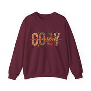 Cozy Season Fall Sweatshirt, Patchwork Autumn Crewneck Sweater, Plaid Leopard Floral Graphic Pullover, Cute Cozy Fall Gift