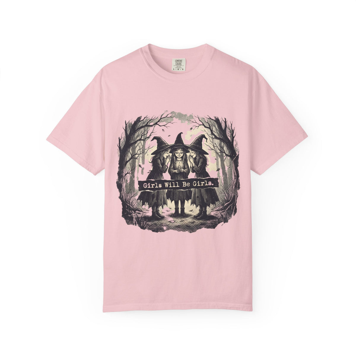 Comfort Colors Girls Will Be Girls Halloween T-Shirt, Vintage Witch Sisters Tee, Spooky Coven Graphic Shirt, Witchy Gothic Fall Gift