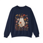 Cute Ghost Witch Fall Sweatshirt, Floral Halloween Crewneck Sweater, Boho Wildflower Spooky Season Pullover, Cozy Autumn Ghost Gift