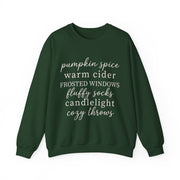 Pumpkin Spice Cozy Fall Sweatshirt, Warm Cider Autumn Crewneck, Fluffy Socks Candlelight Sweater, Cozy Season Fall Pullover