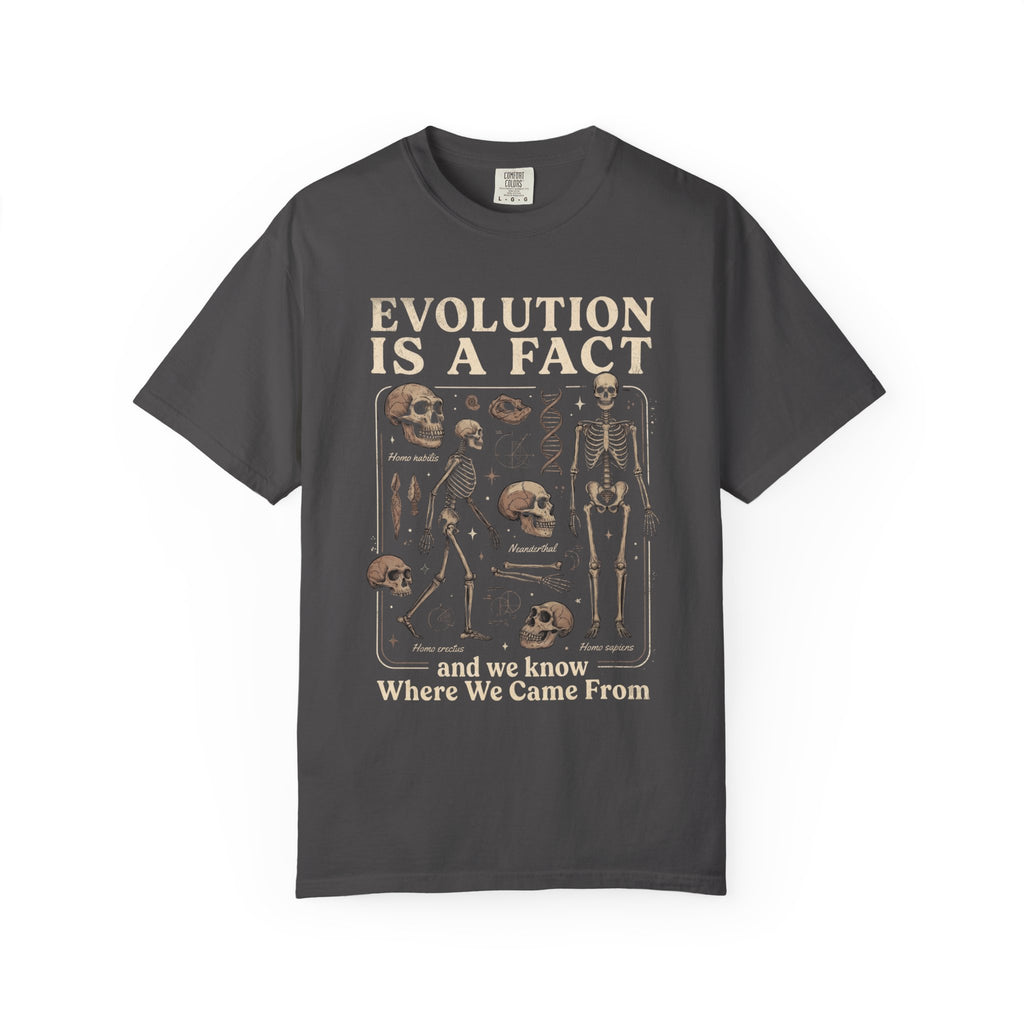 Comfort Colors Evolution Is a Fact T-Shirt, Human Evolution Skeleton Graphic Tee, Science Biology Anatomy Shirt, Biology Teacher Gift