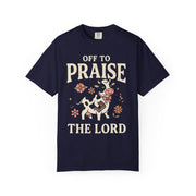 Comfort Colors Off to Praise the Lord Christian T-Shirt, Cute Cow Bible Tee, Floral Faith Graphic Shirt, Western Christian Gift