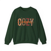 Cozy Season Fall Sweatshirt, Patchwork Autumn Crewneck Sweater, Plaid Leopard Floral Graphic Pullover, Cute Cozy Fall Gift