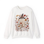 Cute Ghost Witch Fall Sweatshirt, Floral Halloween Crewneck Sweater, Boho Wildflower Spooky Season Pullover, Cozy Autumn Ghost Gift