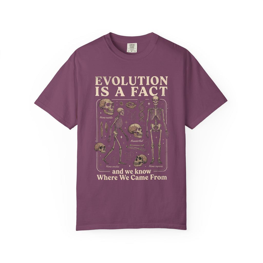 Comfort Colors Evolution Is a Fact T-Shirt, Human Evolution Skeleton Graphic Tee, Science Biology Anatomy Shirt, Biology Teacher Gift