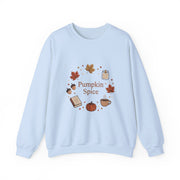 Pumpkin Spice Fall Sweatshirt, Cozy Autumn Crewneck Sweater, Coffee Pumpkin Leaves Graphic Pullover, Cute Book Lover Fall Sweatshirt