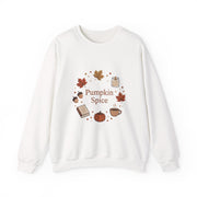 Pumpkin Spice Fall Sweatshirt, Cozy Autumn Crewneck Sweater, Coffee Pumpkin Leaves Graphic Pullover, Cute Book Lover Fall Sweatshirt