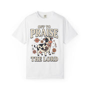 Comfort Colors Off to Praise the Lord Christian T-Shirt, Cute Cow Bible Tee, Floral Faith Graphic Shirt, Western Christian Gift