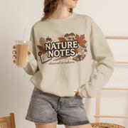 Nature Notes Fall Sweatshirt, Autumn Botanical Crewneck Sweater, Vintage Mushroom Leaves Moth Graphic Pullover, Cozy Nature Lover Gift