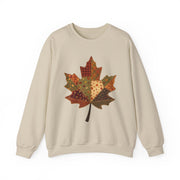 Patchwork Maple Leaf Fall Sweatshirt, Quilted Autumn Leaf Crewneck Sweater, Vintage Floral Plaid Thanksgiving Pullover, Cozy Fall Gift