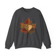 Patchwork Maple Leaf Fall Sweatshirt, Quilted Autumn Leaf Crewneck Sweater, Vintage Floral Plaid Thanksgiving Pullover, Cozy Fall Gift