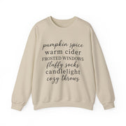 Pumpkin Spice Cozy Fall Sweatshirt, Warm Cider Autumn Crewneck, Fluffy Socks Candlelight Sweater, Cozy Season Fall Pullover