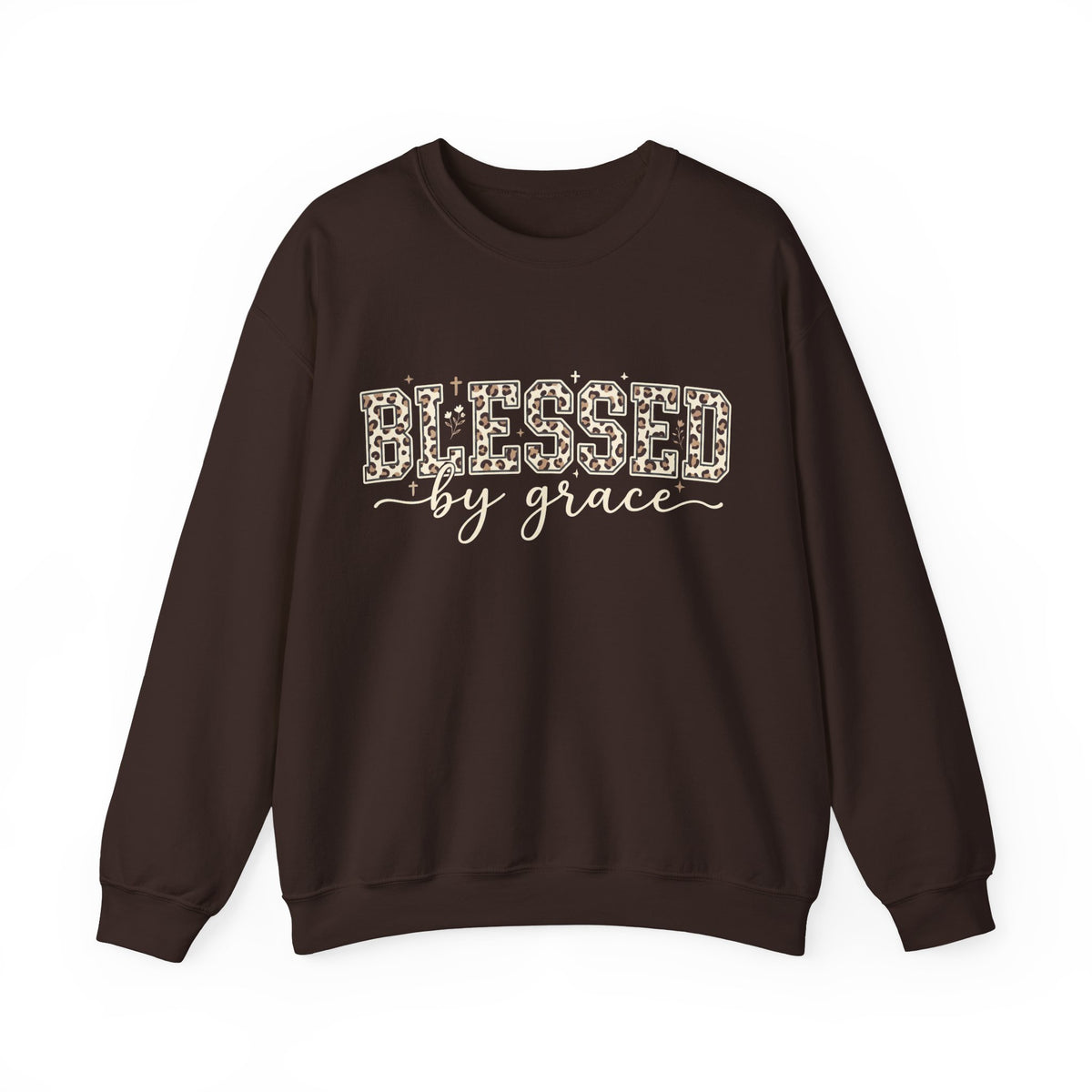 Blessed by Grace Christian Sweatshirt, Leopard Print Faith Crewneck, Western Christian Graphic Sweater, Religious Gift for Her