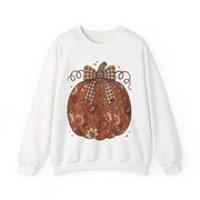 Floral Pumpkin Bow Fall Sweatshirt, Vintage Autumn Pumpkin Crewneck, Coquette Plaid Bow Sweater, Thanksgiving Fall Gift
