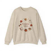 Pumpkin Spice Fall Sweatshirt, Cozy Autumn Crewneck Sweater, Coffee Pumpkin Leaves Graphic Pullover, Cute Book Lover Fall Sweatshirt
