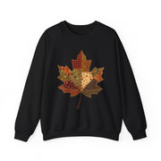 Patchwork Maple Leaf Fall Sweatshirt, Quilted Autumn Leaf Crewneck Sweater, Vintage Floral Plaid Thanksgiving Pullover, Cozy Fall Gift