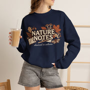Nature Notes Fall Sweatshirt, Autumn Botanical Crewneck Sweater, Vintage Mushroom Leaves Moth Graphic Pullover, Cozy Nature Lover Gift