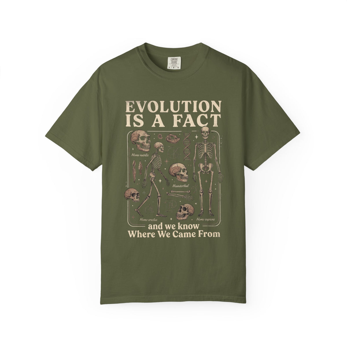 Comfort Colors Evolution Is a Fact T-Shirt, Human Evolution Skeleton Graphic Tee, Science Biology Anatomy Shirt, Biology Teacher Gift