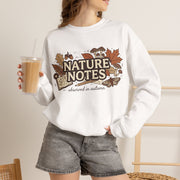 Nature Notes Fall Sweatshirt, Autumn Botanical Crewneck Sweater, Vintage Mushroom Leaves Moth Graphic Pullover, Cozy Nature Lover Gift