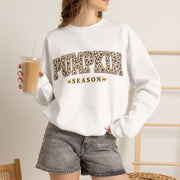 Pumpkin Season Fall Sweatshirt, Cow Print Autumn Crewneck Sweater, Western Pumpkin Graphic Pullover, Cozy Country Fall Gift