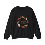 Pumpkin Spice Fall Sweatshirt, Cozy Autumn Crewneck Sweater, Coffee Pumpkin Leaves Graphic Pullover, Cute Book Lover Fall Sweatshirt