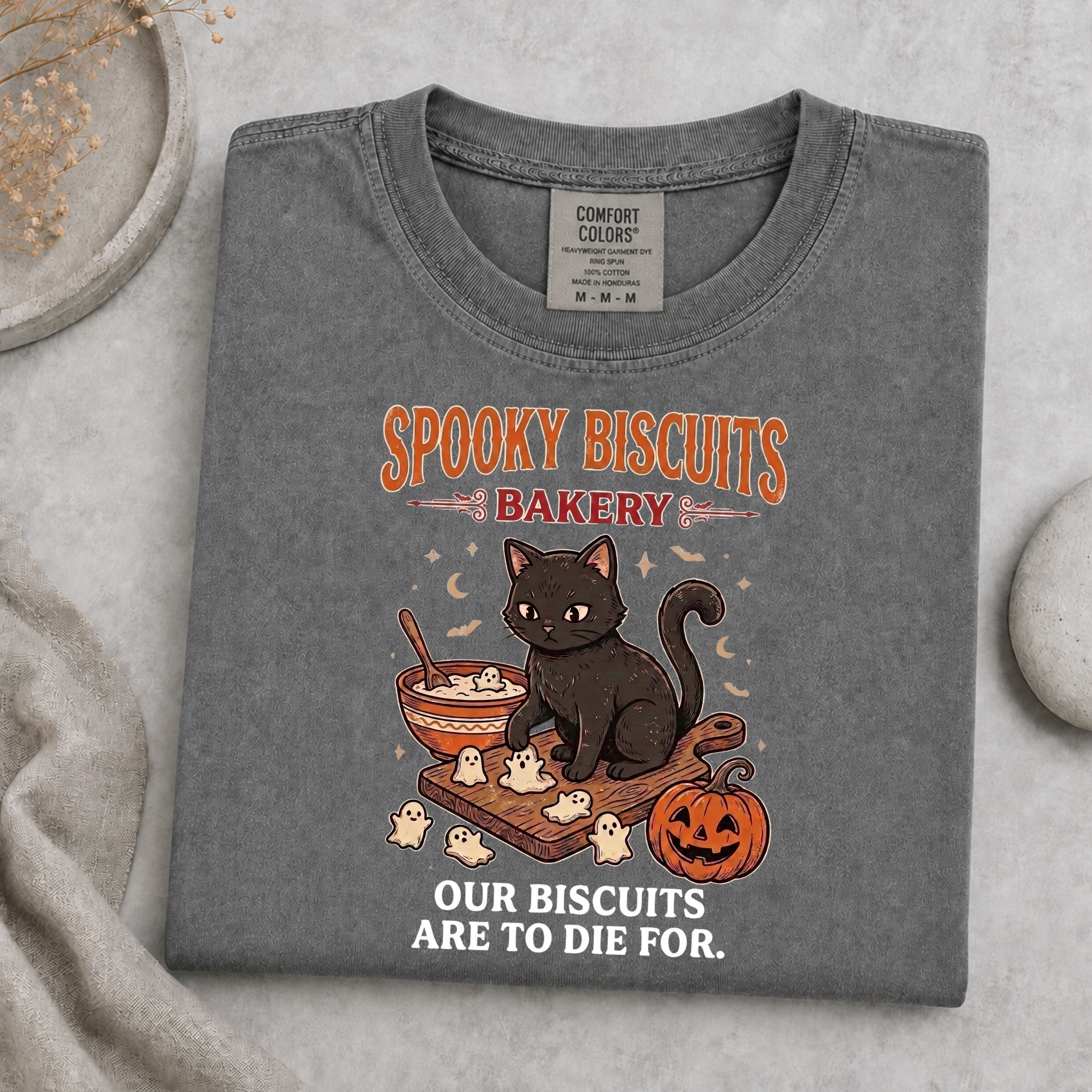 Comfort Colors shirt, black cat Halloween shirt, spooky bakery tee, pumpkin fall shirt, baking T-shirt, and cat lover gift