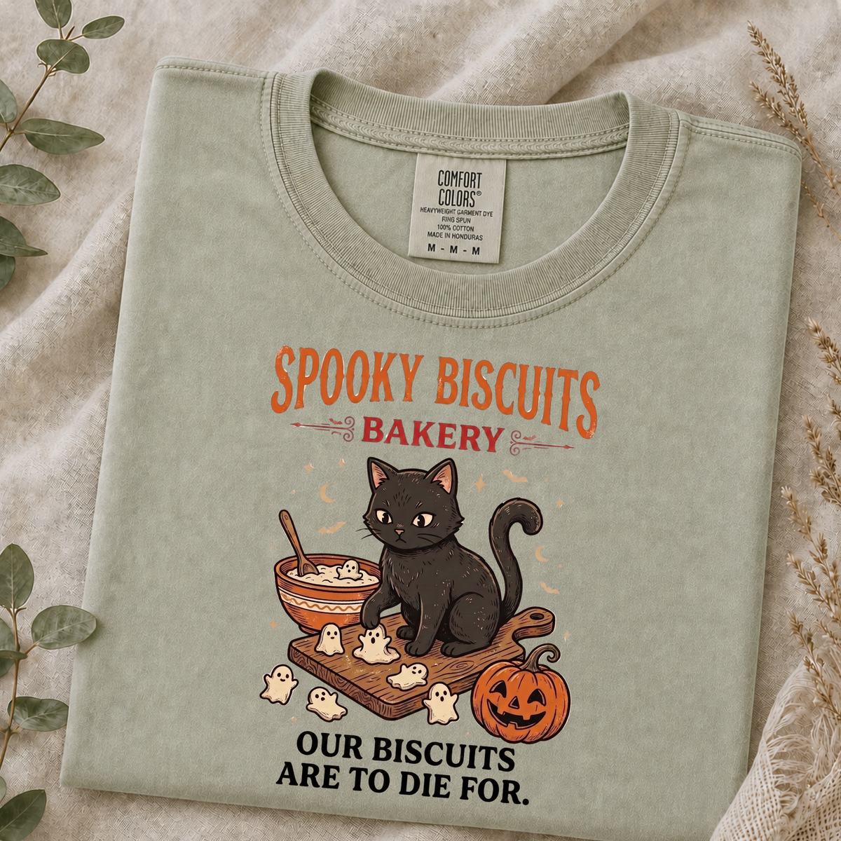 Comfort Colors shirt, black cat Halloween shirt, spooky bakery tee, pumpkin fall shirt, baking T-shirt, and cat lover gift