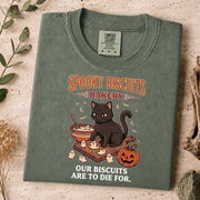 Comfort Colors shirt, black cat Halloween shirt, spooky bakery tee, pumpkin fall shirt, baking T-shirt, and cat lover gift