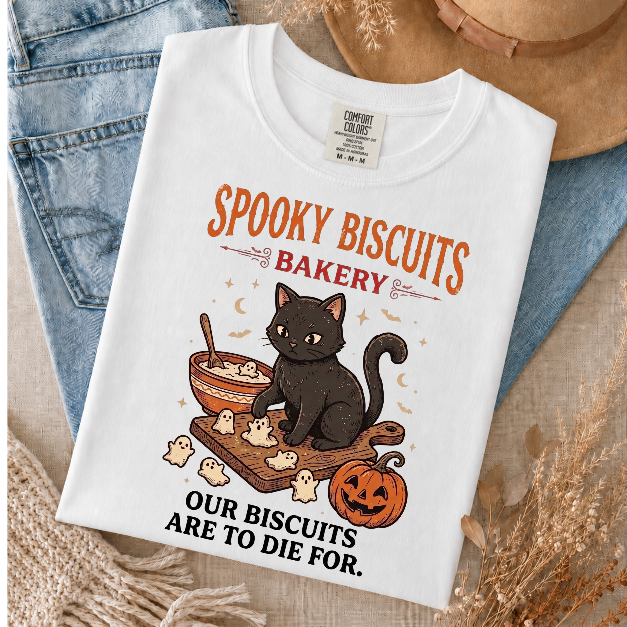 Comfort Colors shirt, black cat Halloween shirt, spooky bakery tee, pumpkin fall shirt, baking T-shirt, and cat lover gift