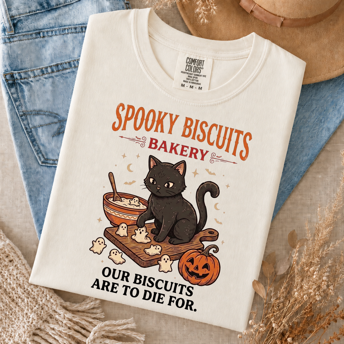 Comfort Colors shirt, black cat Halloween shirt, spooky bakery tee, pumpkin fall shirt, baking T-shirt, and cat lover gift