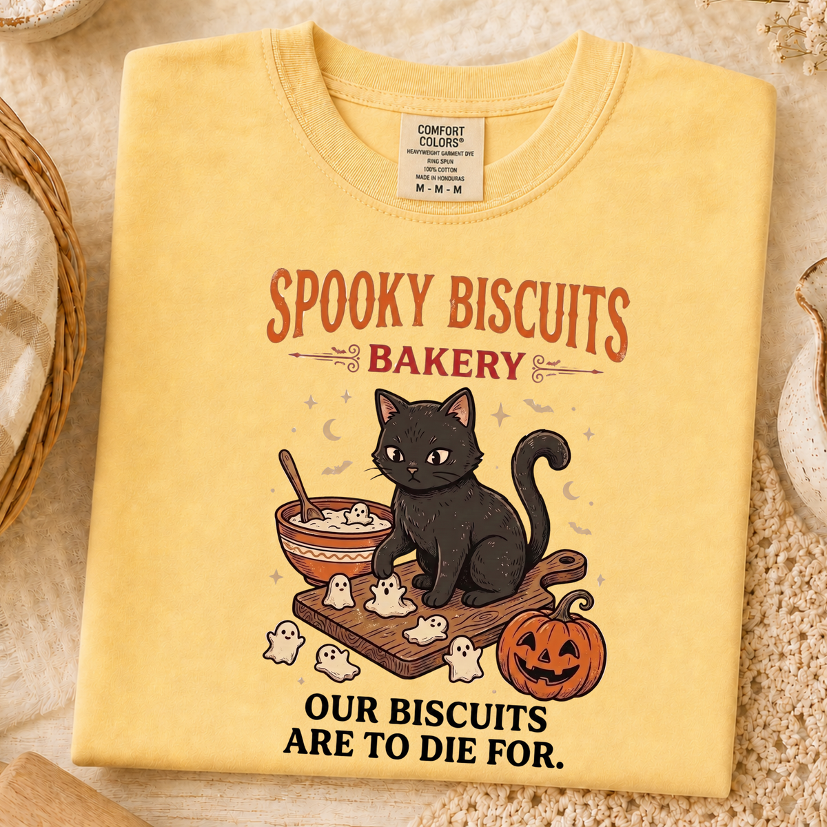 Comfort Colors shirt, black cat Halloween shirt, spooky bakery tee, pumpkin fall shirt, baking T-shirt, and cat lover gift