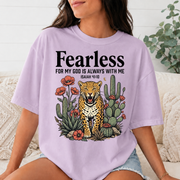 Fearless Christian Comfort Colors T-Shirt, Isaiah 41:10 Bible Verse Tee, Faith Leopard Cactus Shirt, God Is Always With Me Gift