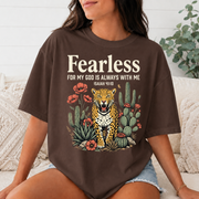 Fearless Christian Comfort Colors T-Shirt, Isaiah 41:10 Bible Verse Tee, Faith Leopard Cactus Shirt, God Is Always With Me Gift