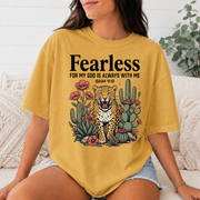 Fearless Christian Comfort Colors T-Shirt, Isaiah 41:10 Bible Verse Tee, Faith Leopard Cactus Shirt, God Is Always With Me Gift