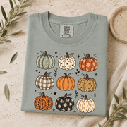 Comfort Colors Fall Pumpkin T-Shirt, Cute Autumn Pumpkin Graphic Tee, Boho Floral Plaid Pumpkin Shirt, Thanksgiving Fall Season Gift