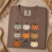 Comfort Colors Fall Pumpkin T-Shirt, Cute Autumn Pumpkin Graphic Tee, Boho Floral Plaid Pumpkin Shirt, Thanksgiving Fall Season Gift