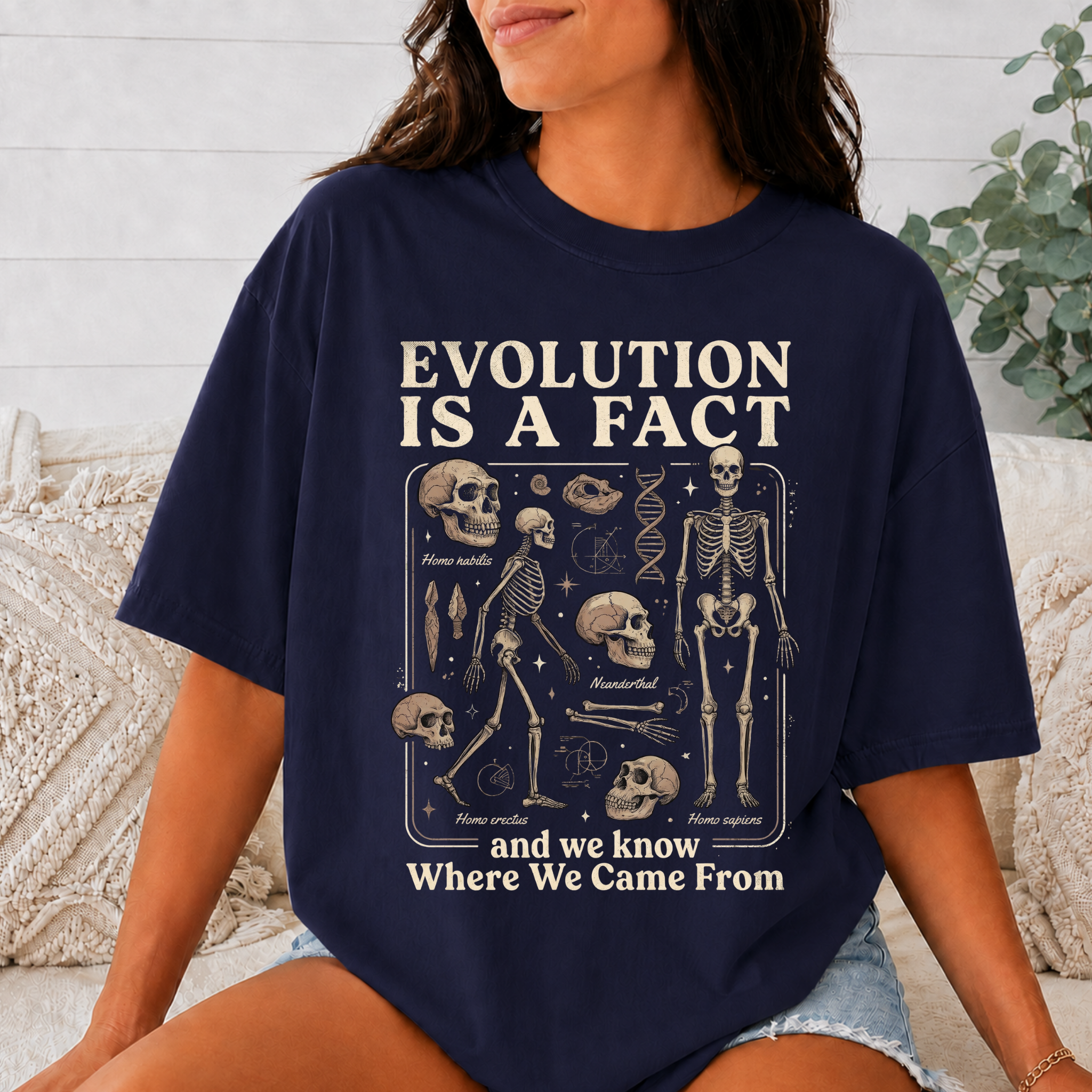 Comfort Colors Evolution Is a Fact T-Shirt, Human Evolution Skeleton Graphic Tee, Science Biology Anatomy Shirt, Biology Teacher Gift