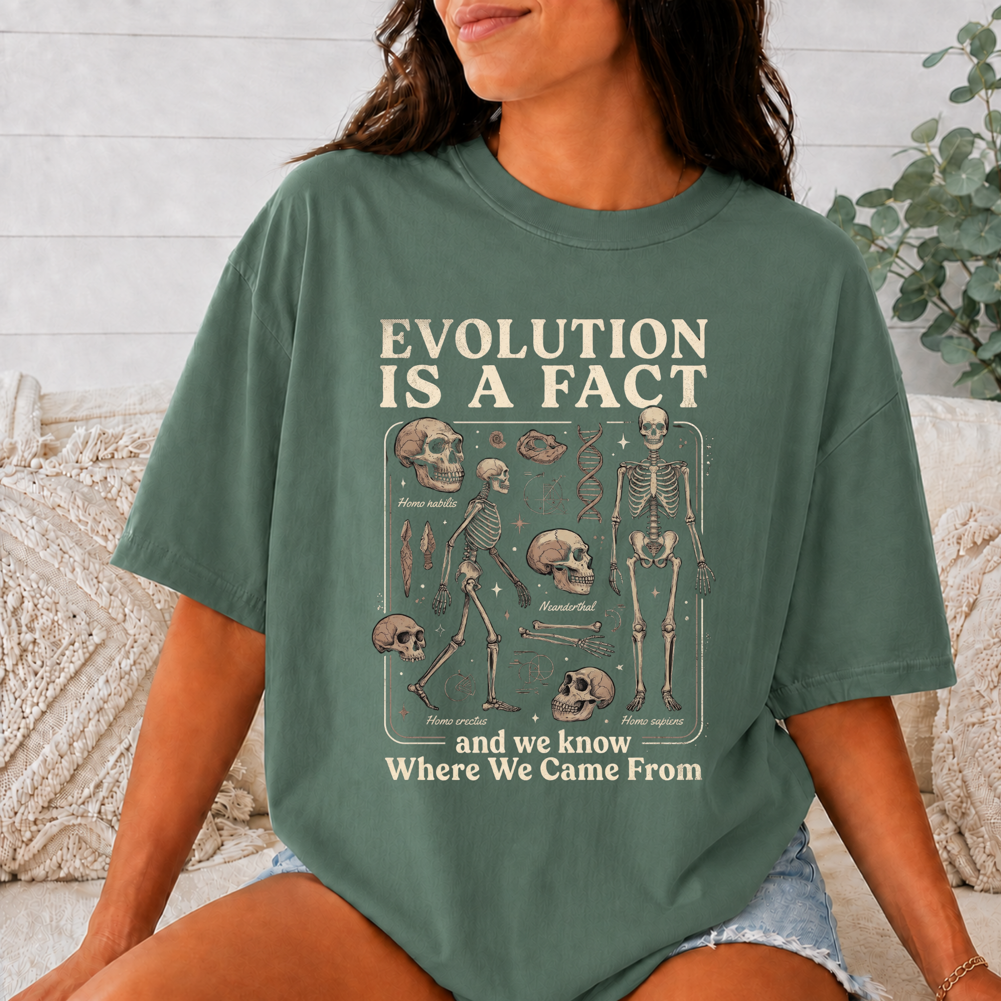 Comfort Colors Evolution Is a Fact T-Shirt, Human Evolution Skeleton Graphic Tee, Science Biology Anatomy Shirt, Biology Teacher Gift