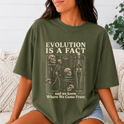 Comfort Colors Evolution Is a Fact T-Shirt, Human Evolution Skeleton Graphic Tee, Science Biology Anatomy Shirt, Biology Teacher Gift