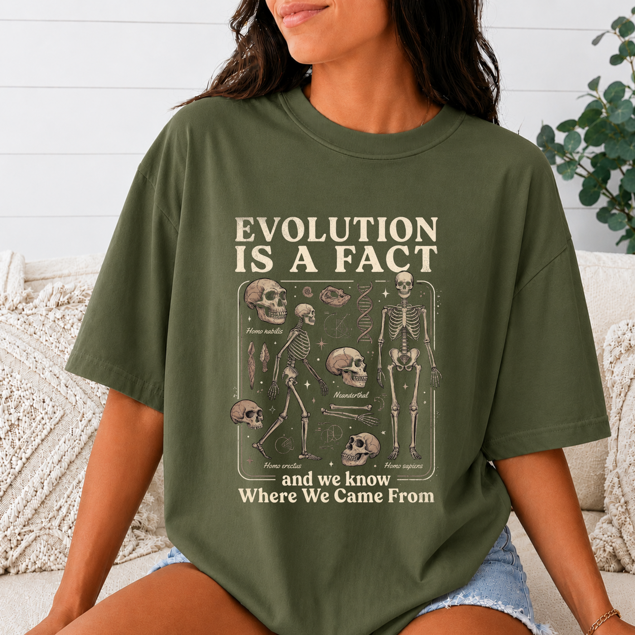 Comfort Colors Evolution Is a Fact T-Shirt, Human Evolution Skeleton Graphic Tee, Science Biology Anatomy Shirt, Biology Teacher Gift