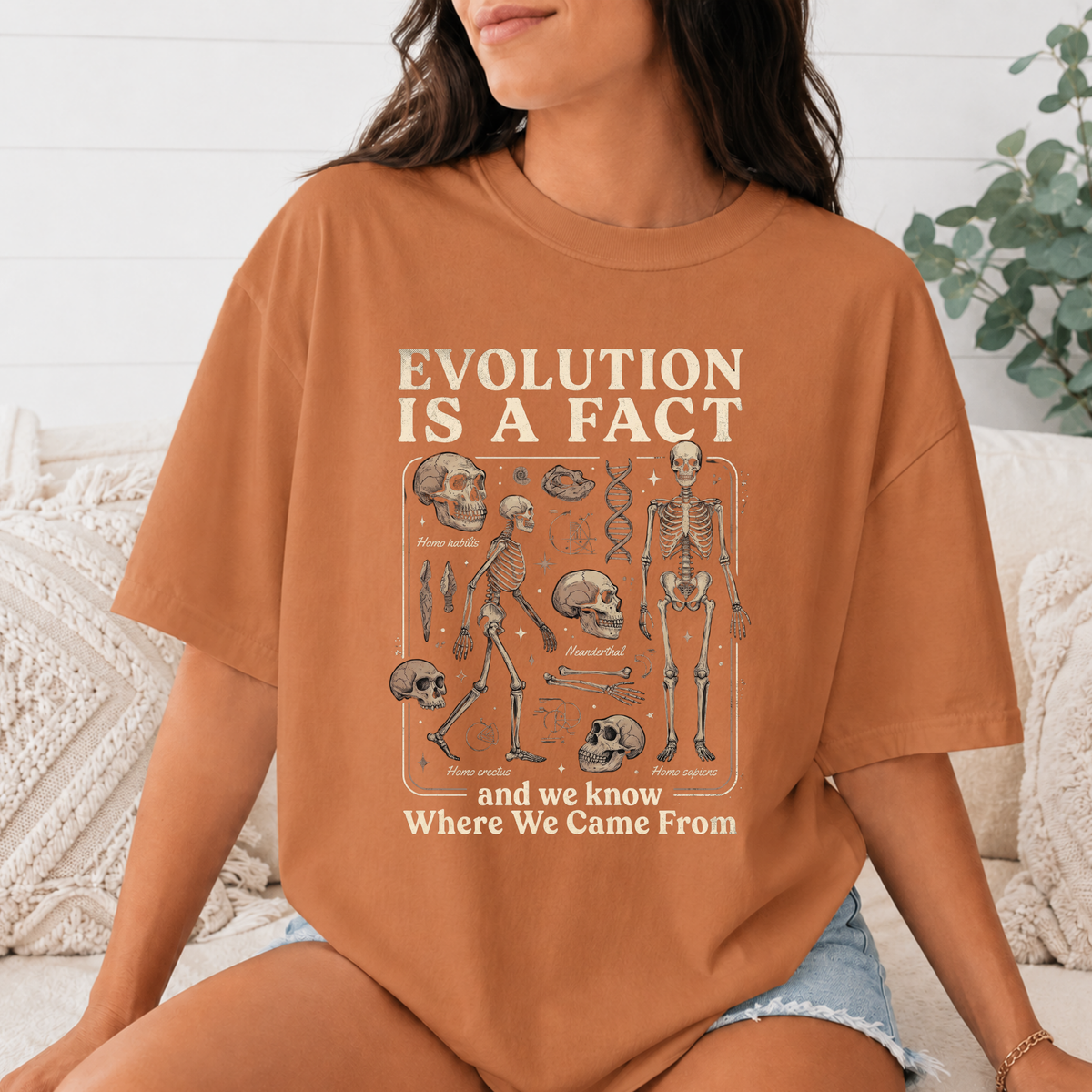 Comfort Colors Evolution Is a Fact T-Shirt, Human Evolution Skeleton Graphic Tee, Science Biology Anatomy Shirt, Biology Teacher Gift