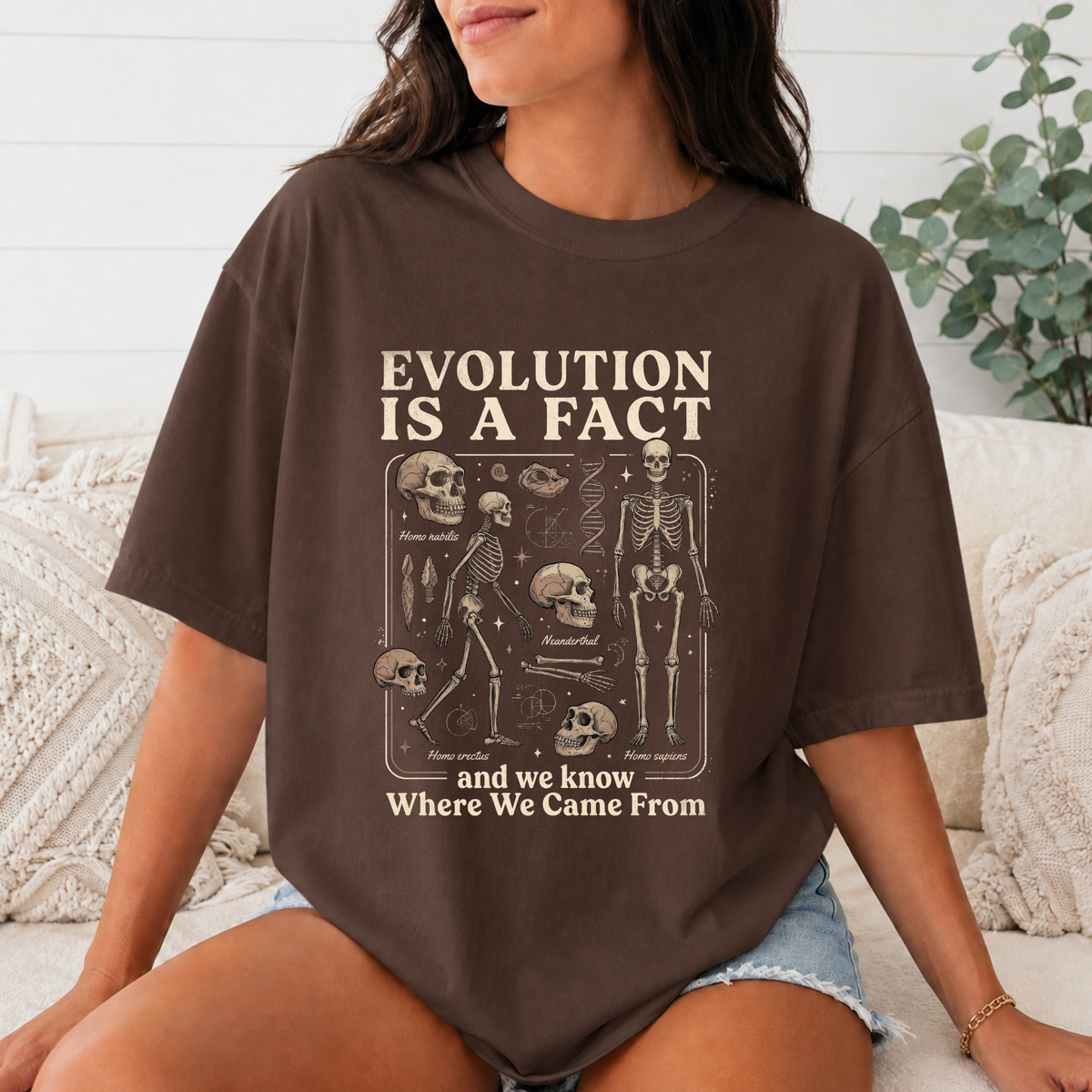 Comfort Colors Evolution Is a Fact T-Shirt, Human Evolution Skeleton Graphic Tee, Science Biology Anatomy Shirt, Biology Teacher Gift