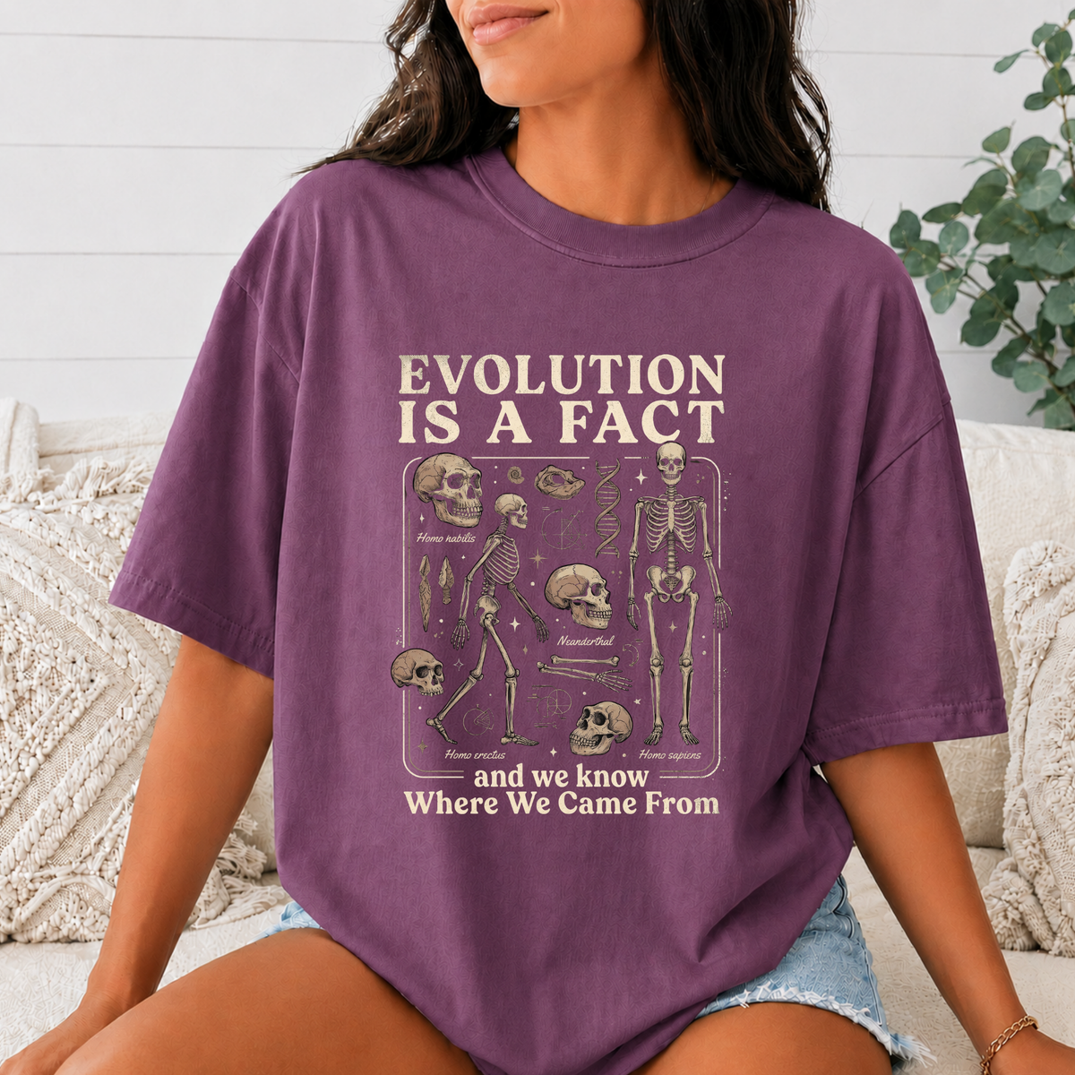 Comfort Colors Evolution Is a Fact T-Shirt, Human Evolution Skeleton Graphic Tee, Science Biology Anatomy Shirt, Biology Teacher Gift