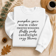 Pumpkin Spice Cozy Fall Sweatshirt, Warm Cider Autumn Crewneck, Fluffy Socks Candlelight Sweater, Cozy Season Fall Pullover