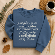 Pumpkin Spice Cozy Fall Sweatshirt, Warm Cider Autumn Crewneck, Fluffy Socks Candlelight Sweater, Cozy Season Fall Pullover